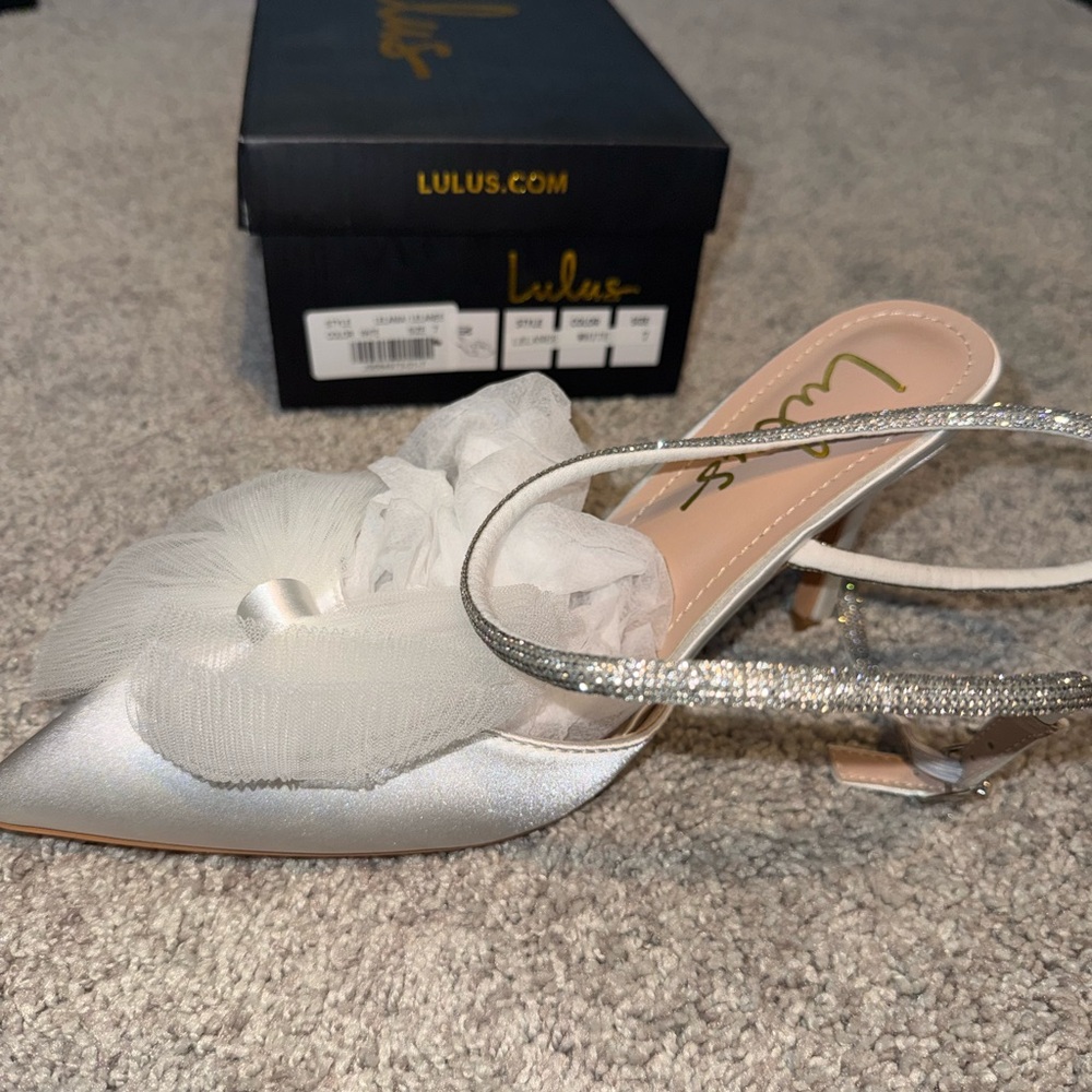 Lulu's Shimmering Silver Heels with White Details